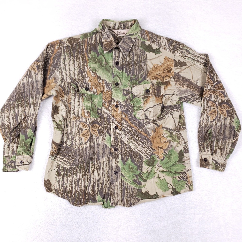 Walls Realtree Camo Shirt Mens Large Vintage Hunting Workwear Gorpcore Brown
